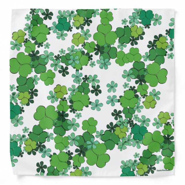 Green Shamrocks & Daisies Bandana (Front)