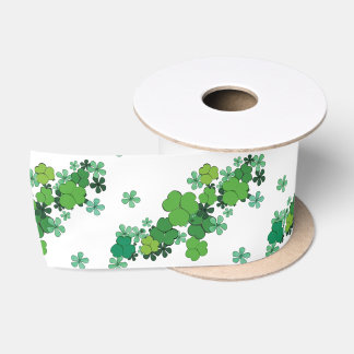 Green Shamrocks & Daisies St Patrick's Ribbon