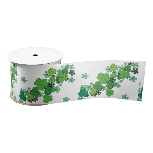Green Shamrocks & Daisies St Patrick's Ribbon (Spool)