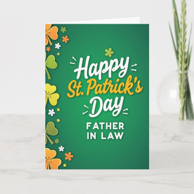 Green Shamrocks Father In Law Card (Front)