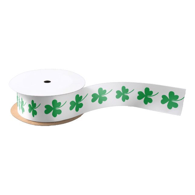 Green Shamrocks for St Patrick's Day Satin Ribbon (Spool)