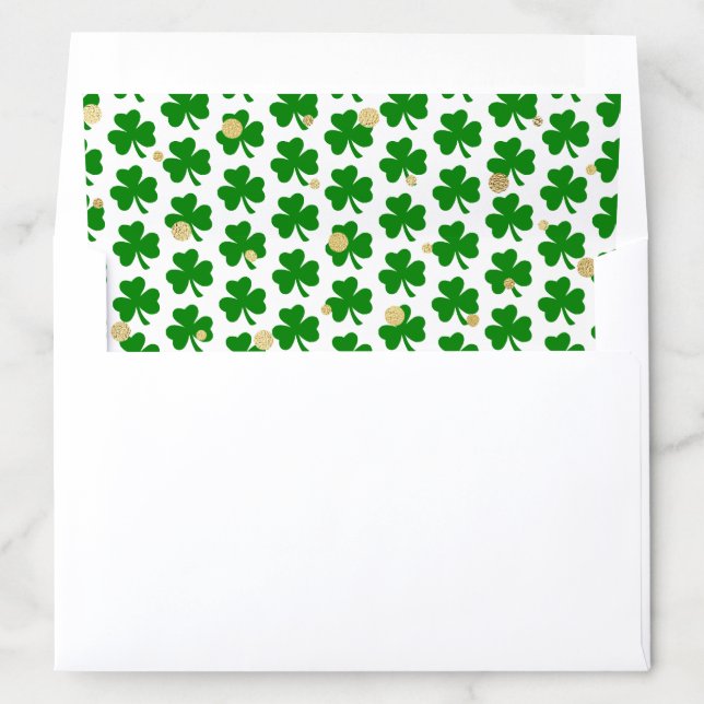 Green Shamrocks & Gold Foil Coins St. Patrick's Envelope Liner (In Envelope)
