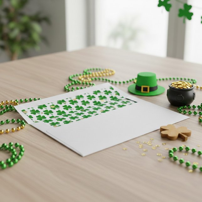 Green Shamrocks & Gold Foil Coins St. Patrick's Envelope Liner (Creator Uploaded)