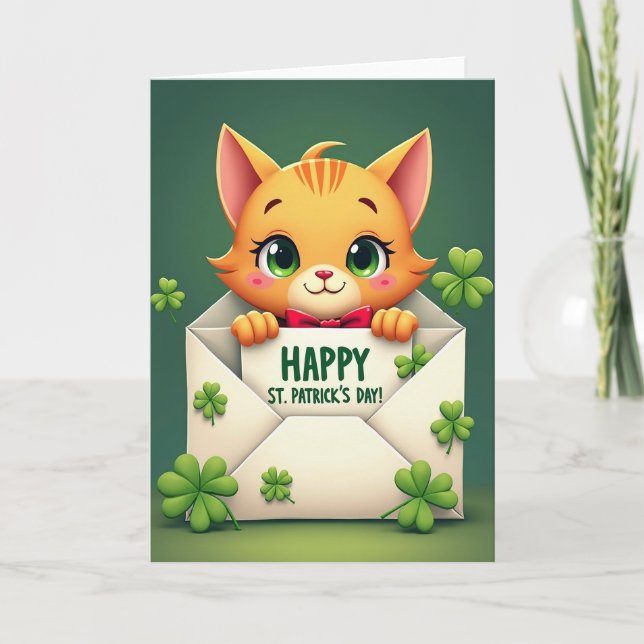 Green Shamrocks Happy Card (Front)