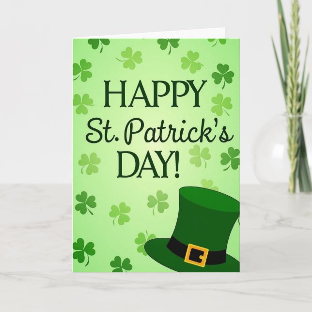 Green Shamrocks Happy Day Card (Front)