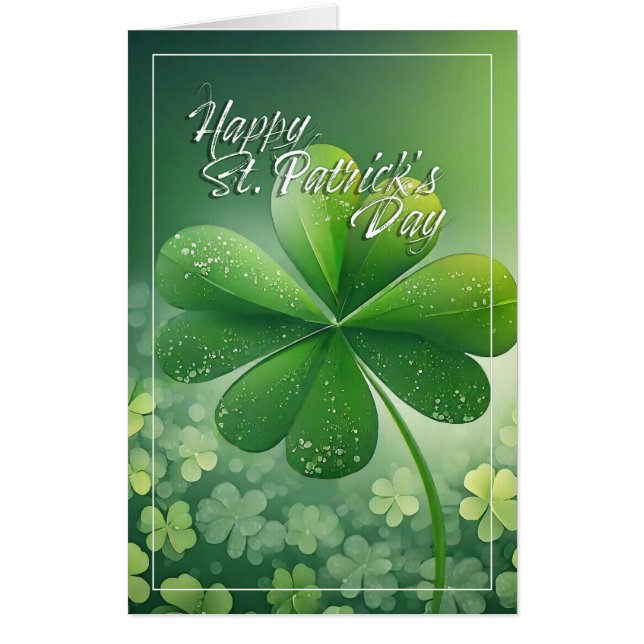 Green Shamrocks Happy St. Patrick's Day (7) c Card (Front)