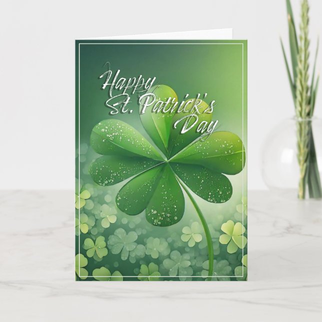 Green Shamrocks Happy St. Patrick's Day (7) c Card (Front)