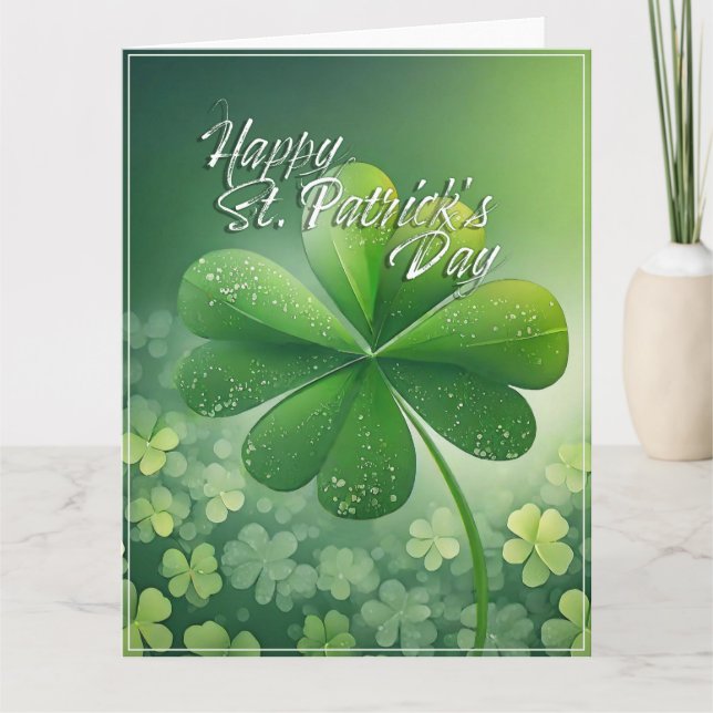 Green Shamrocks Happy St. Patrick's Day (7) c Card (Front)