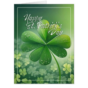 Green Shamrocks Happy St. Patrick's Day (7) c Card