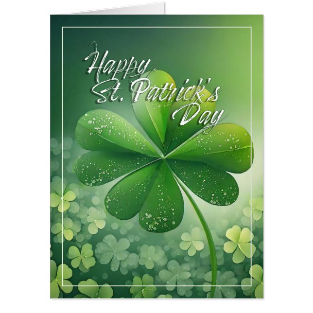 Green Shamrocks Happy St. Patrick's Day (7) c Card (Front)