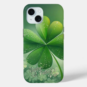 Green Shamrocks Happy St. Patrick's Day (7) c iPhone 15 Case