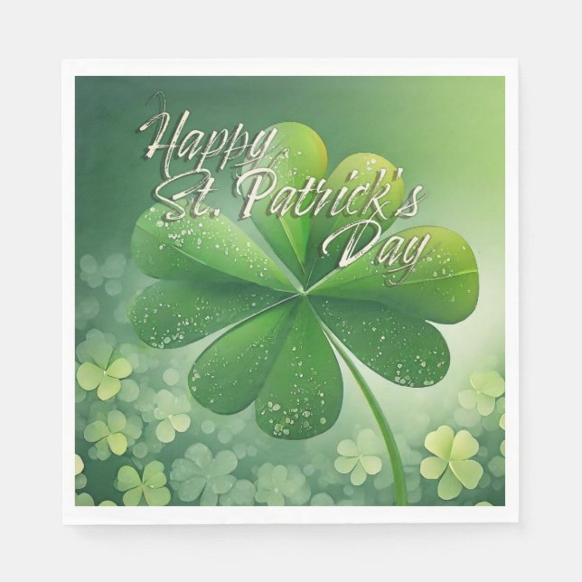 Green Shamrocks Happy St. Patrick's Day (7) c Napkins (Front)