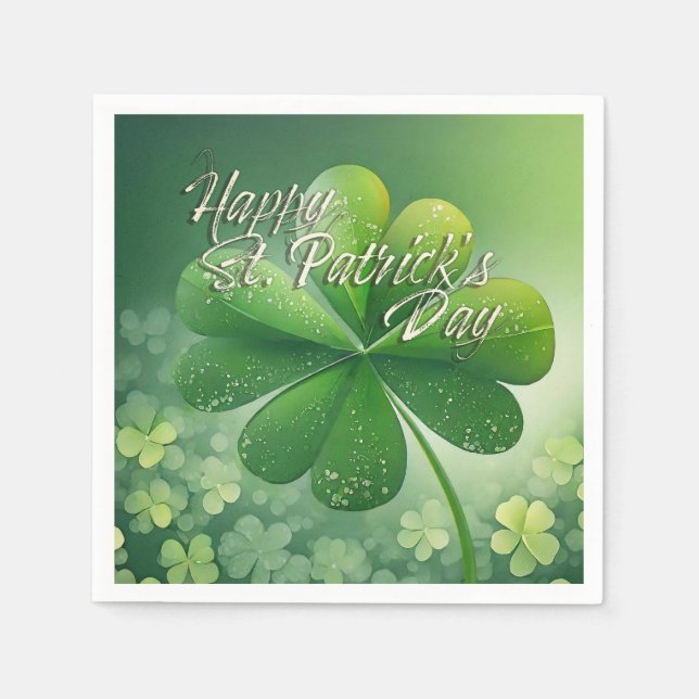 Green Shamrocks Happy St. Patrick's Day (7) c Napkins (Front)