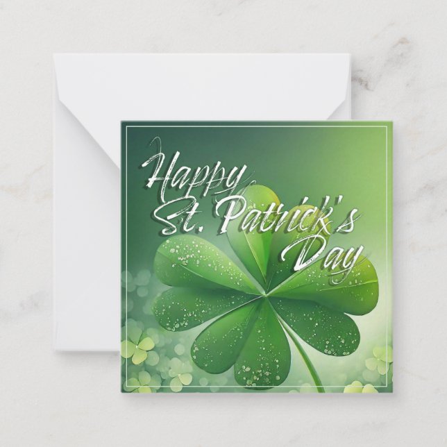 Green Shamrocks Happy St. Patrick's Day (7) c Note Card (Front)