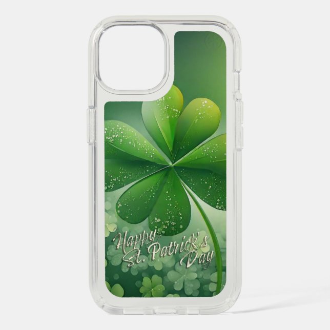 Green Shamrocks Happy St. Patrick's Day (7) c Speck iPhone Case (Front)