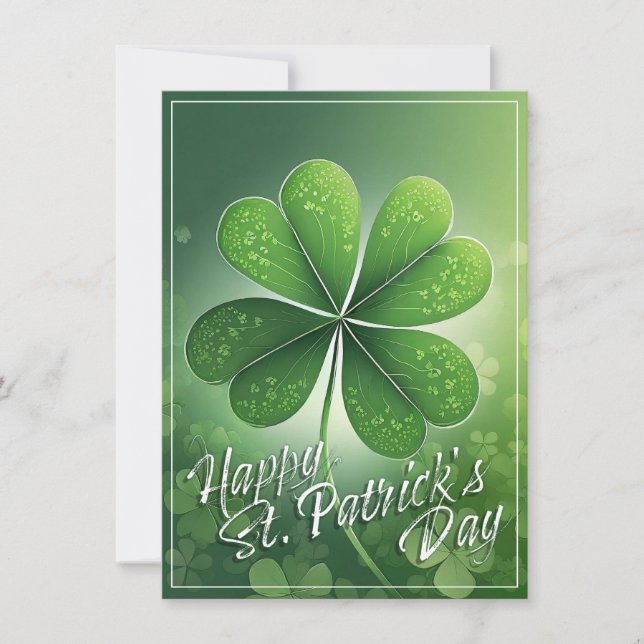 Green Shamrocks Happy St. Patrick's Day (8) c (Front)