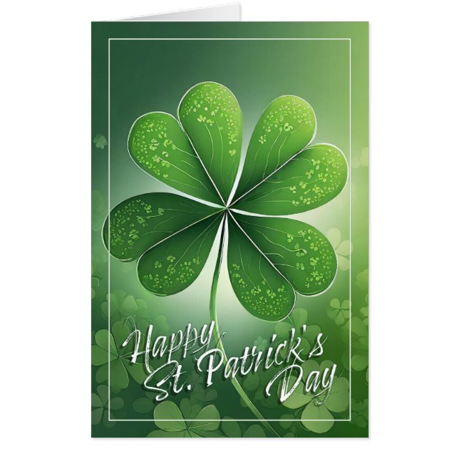 Green Shamrocks Happy St. Patrick's Day (8) c Card (Front)
