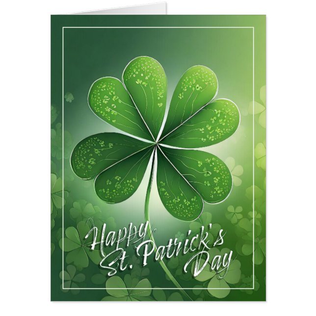 Green Shamrocks Happy St. Patrick's Day (8) c Card (Front)