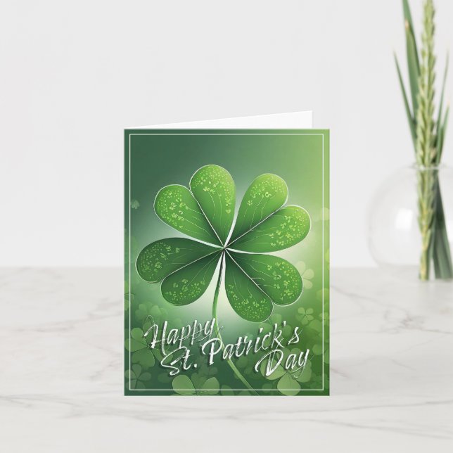 Green Shamrocks Happy St. Patrick's Day (8) c Card (Front)
