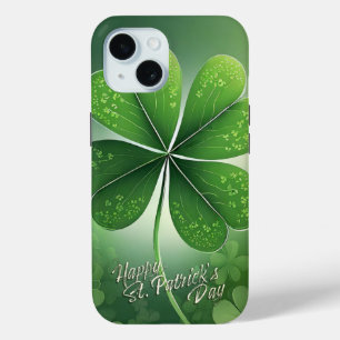 Green Shamrocks Happy St. Patrick's Day (8) c iPhone 15 Case