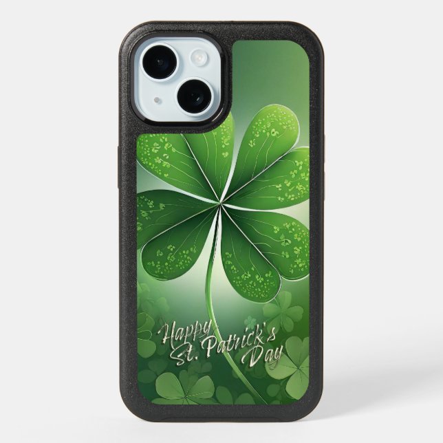 Green Shamrocks Happy St. Patrick's Day (8) c iPhone 15 Case (Back)