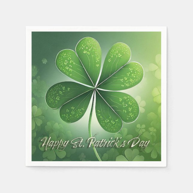 Green Shamrocks Happy St. Patrick's Day (8) c Napkins (Front)