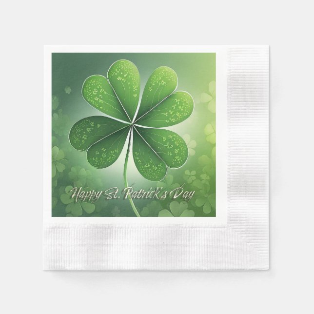 Green Shamrocks Happy St. Patrick's Day (8) c Napkins (Front)