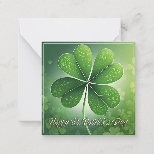Green Shamrocks Happy St. Patrick's Day (8) c Note Card (Front)