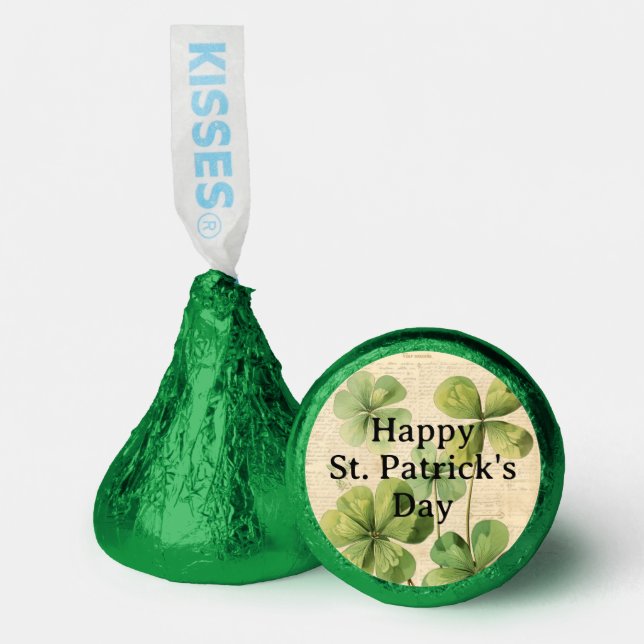 Green Shamrocks Happy St Patrick's Day Hershey®'s Kisses® (Front)