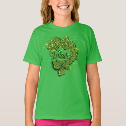 Green Shamrocks  hearts Shainte T_Shirt
