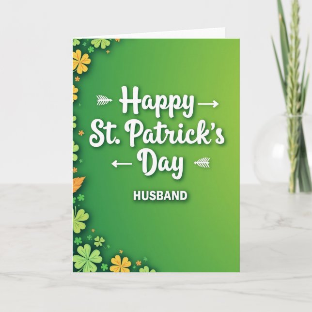 Green Shamrocks Husband Card (Front)