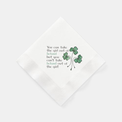 Green Shamrocks Irish Girl Quote Paper Napkins