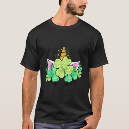 Green Shamrocks Irish Unicorn St PatrickS Day T_Shirt