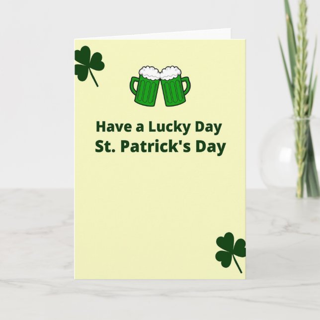 Green Shamrocks Lucky Day Card (Front)