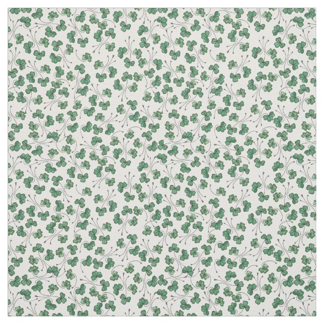 Green Shamrocks on White Pattern Fabric (Swatch)