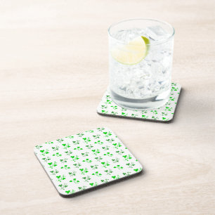 Green Shamrocks Pattern Coaster