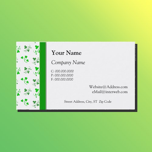 Green Shamrocks Pattern Custom Business Cards