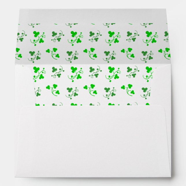Green Shamrocks Pattern Envelope (Back (Bottom))