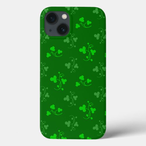 Green Shamrocks Pattern on Green iPhone Case