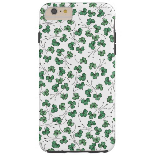 Green Shamrocks Pattern White iPhone 6 Plus Case