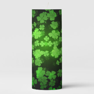 Green shamrocks pillar candle