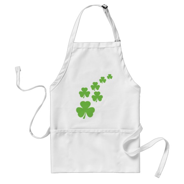 green shamrocks rain adult apron (Front)