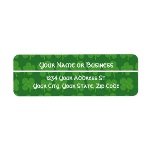 Green Shamrocks Return Address Label
