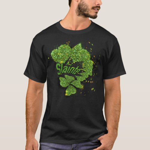Green Shamrocks  sparkling hearts Shainte T_Shirt