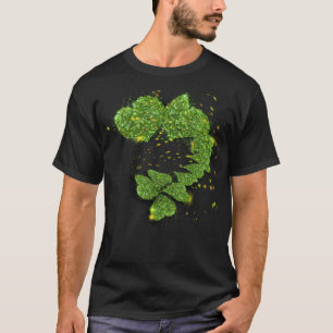 Green Shamrocks sparkling hearts T-Shirt