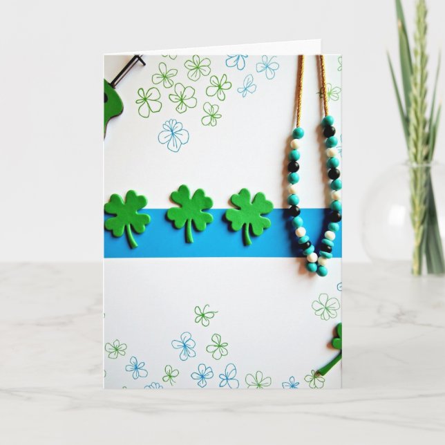 Green Shamrocks Spring Card (Front)