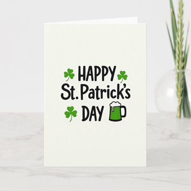 Green Shamrocks St Patricks Card (Front)