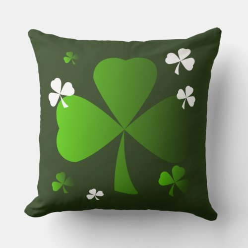 Green Shamrocks St Patricks Day Accent Pillow