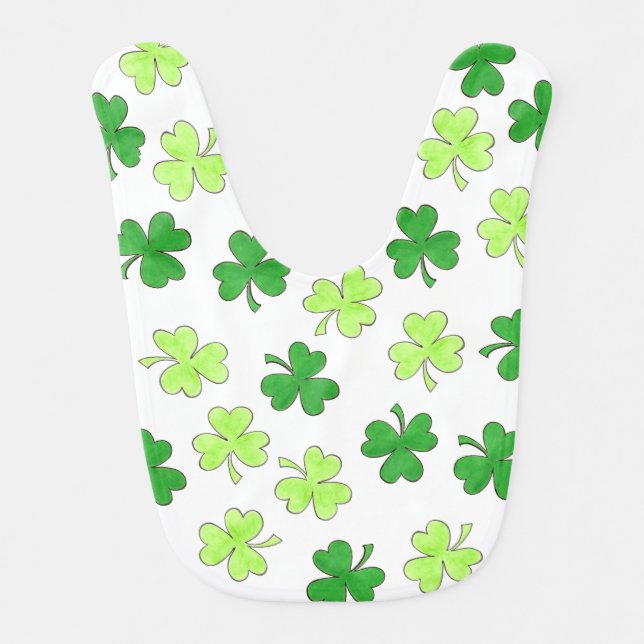 Green Shamrocks St. Patrick's Day Lucky Clover Bib (Front)