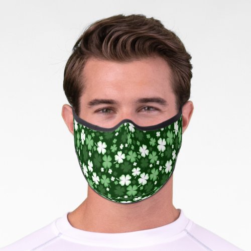 Green Shamrocks St Patricks Day Premium Face Mask